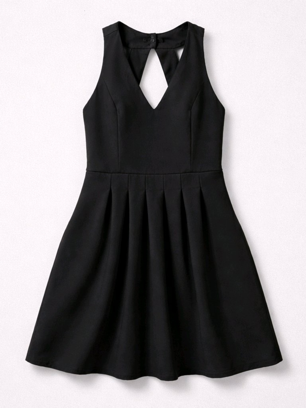 Banana Republic Black V-Neck Fit & Flare Dress Stretch Cutout Back Size 4